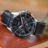 CASIO MTP - 1374L - 1AVDF Enticer Men's Watch Black Dial Leather Strap - Zamana.pk